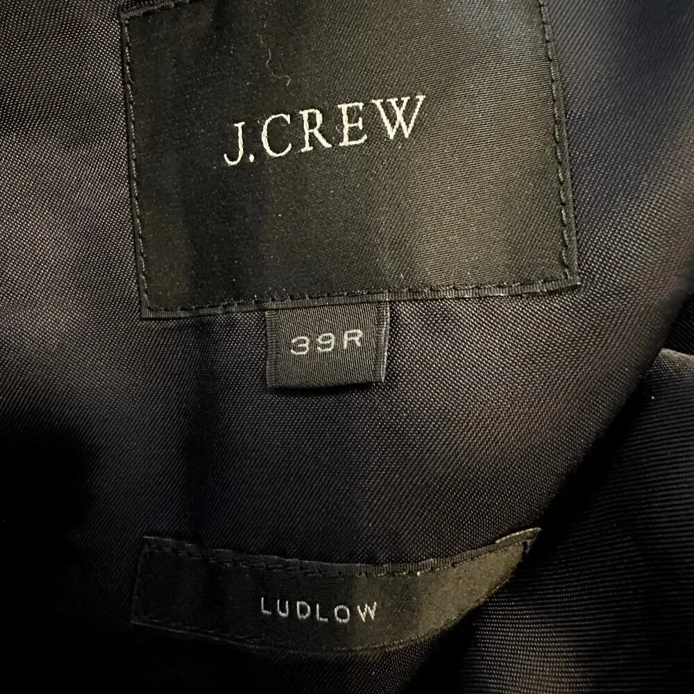 J. Crew Ludlow Blazer Loro Piana Super 130's 100% Wool Suit Jacket Black 39R